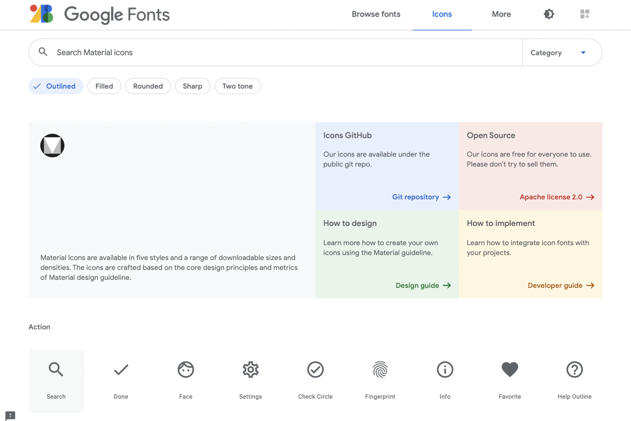 Google Fonts 推出 Material Icons 免費圖示字型，收錄兩千個圖案五種樣式