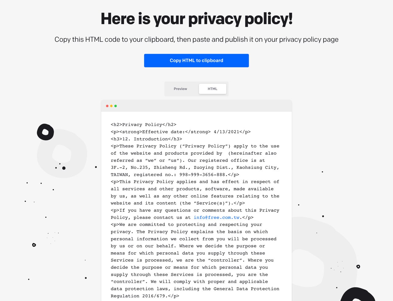 Free Privacy Policy Generator by LiveChat