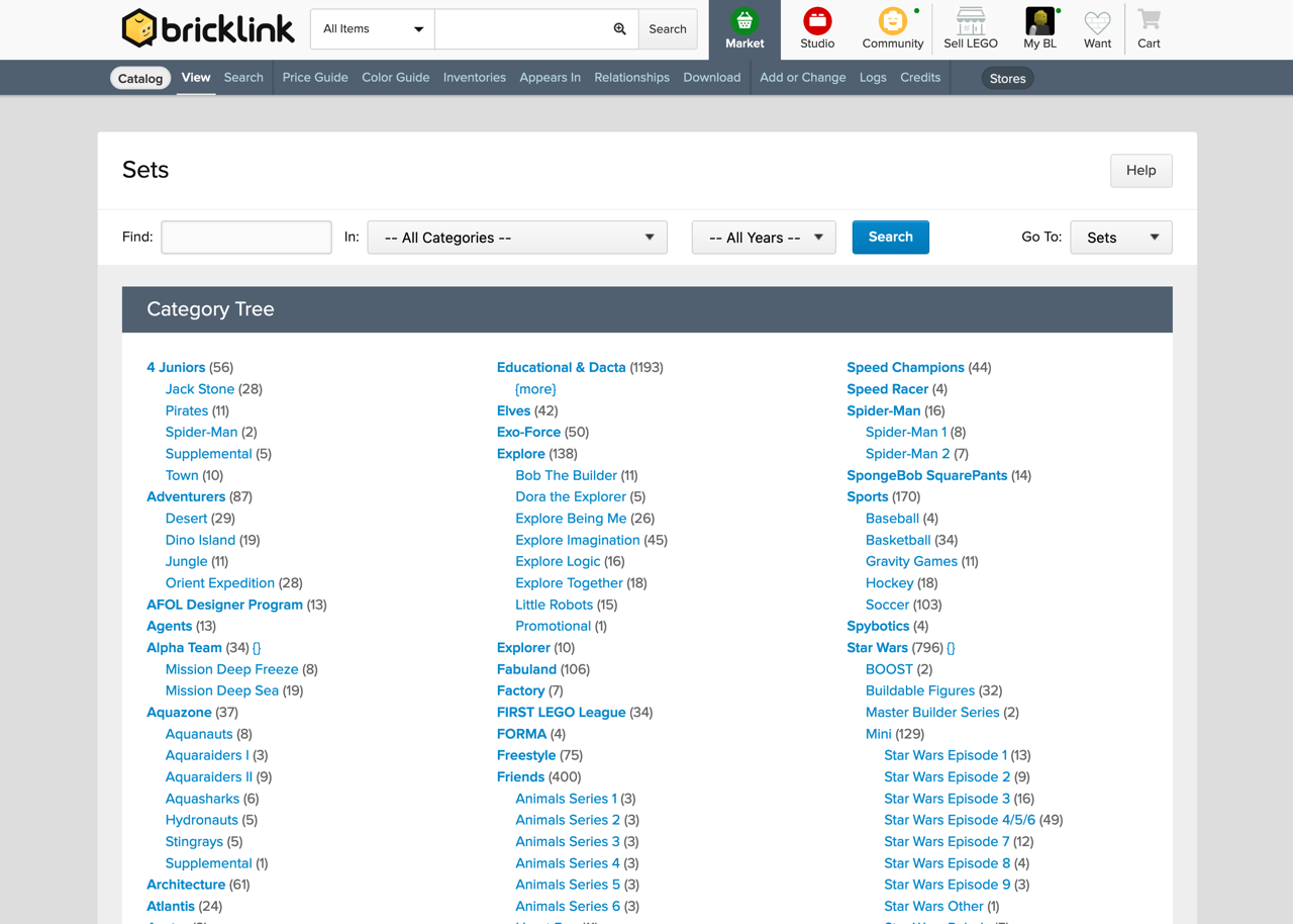 BrickLink 查詢樂高盒組出現的零件表和編號