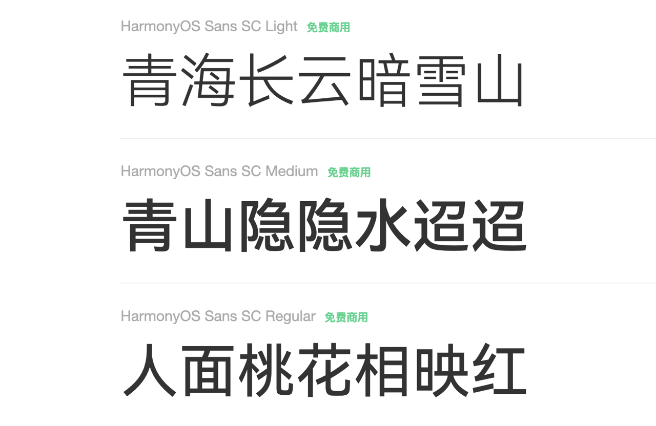 HarmonyOS Sans 華為鴻蒙免費中文字型下載可商業用途
