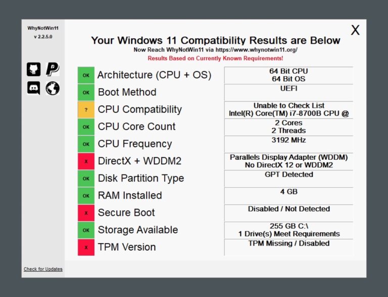 電腦無法升級 Windows 11？WhyNotWin11 告訴你不符合的檢測項目