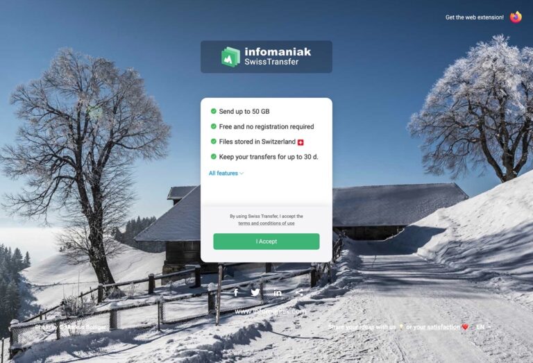 Swiss Transfer 更隱私的瑞士免費空間，單次最大 50 GB 可自訂保存期限