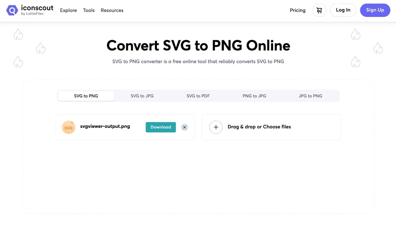 Iconscout’s File Converter 線上 SVG 轉檔 PNG、JPG 和 PDF 格式