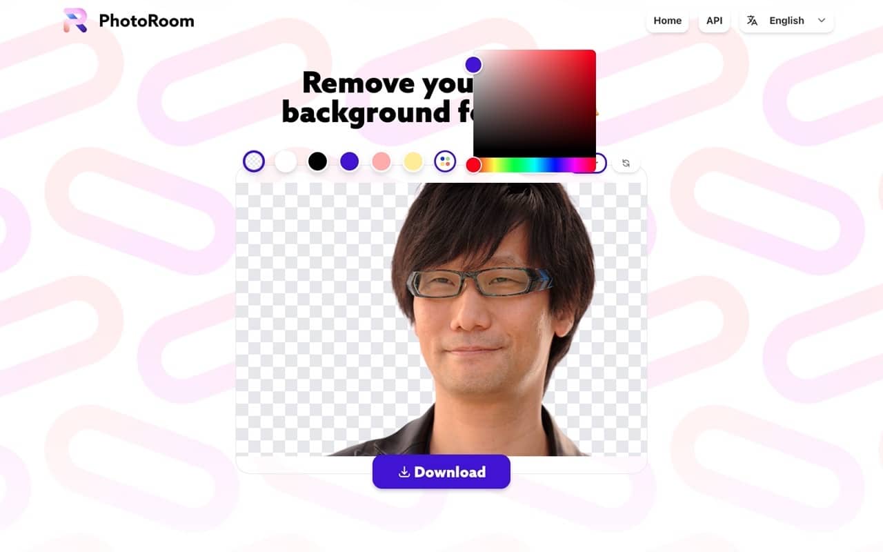 PhotoRoom 線上自動化去除背景，上傳圖片快速套用任何顏色