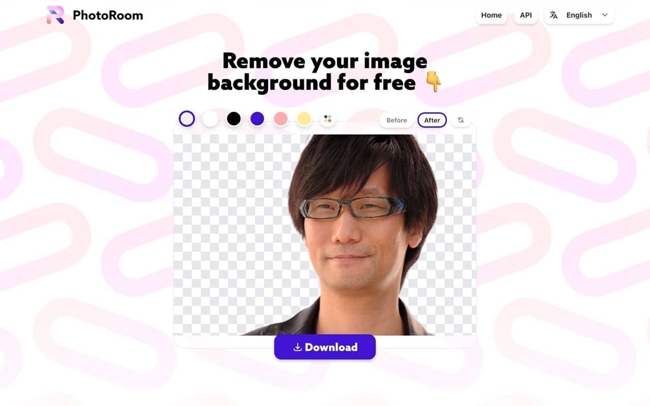 PhotoRoom 線上自動化去除背景，上傳圖片快速套用任何顏色