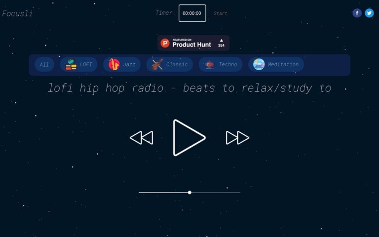 Focusli 適合工作和唸書聽的音樂電台，收錄 Lofi、爵士古典等類型音樂