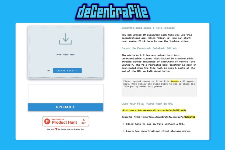 Decentrafile 免費、匿名去中心化雲端空間，上傳檔案永不過期
