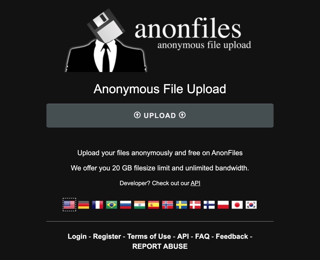 AnonFiles 匿名免費空間，單檔最大 20 GB 無流量限制永不刪檔