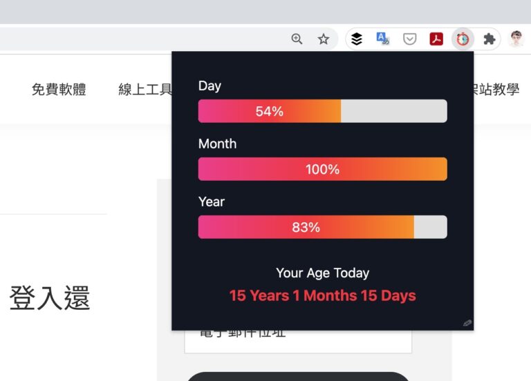 Time Gone 以進度條顯示今天、本月和今年經過的百分比（Chrome 擴充功能）