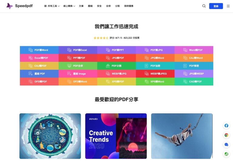 Speedpdf 線上進行 PDF 轉檔、壓縮、加密解密和合併分割免下載軟體
