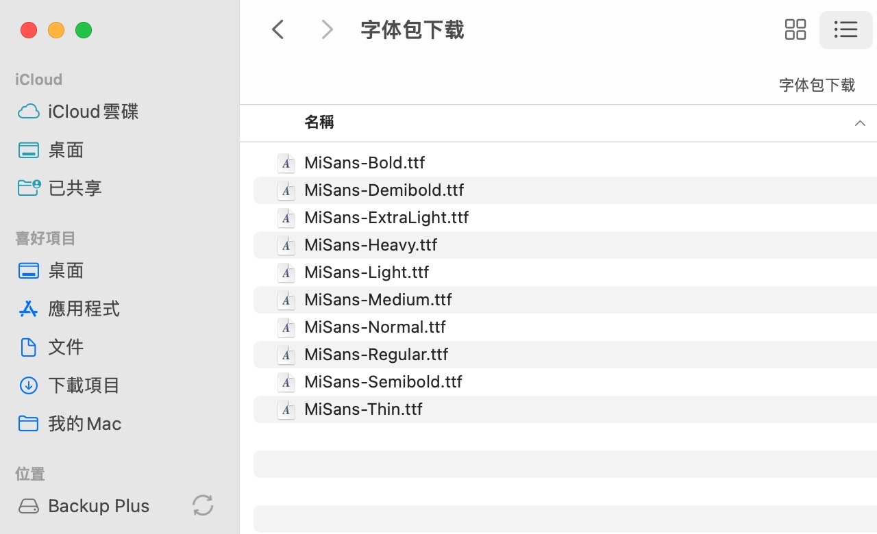 MiSans 小米免費中文字型