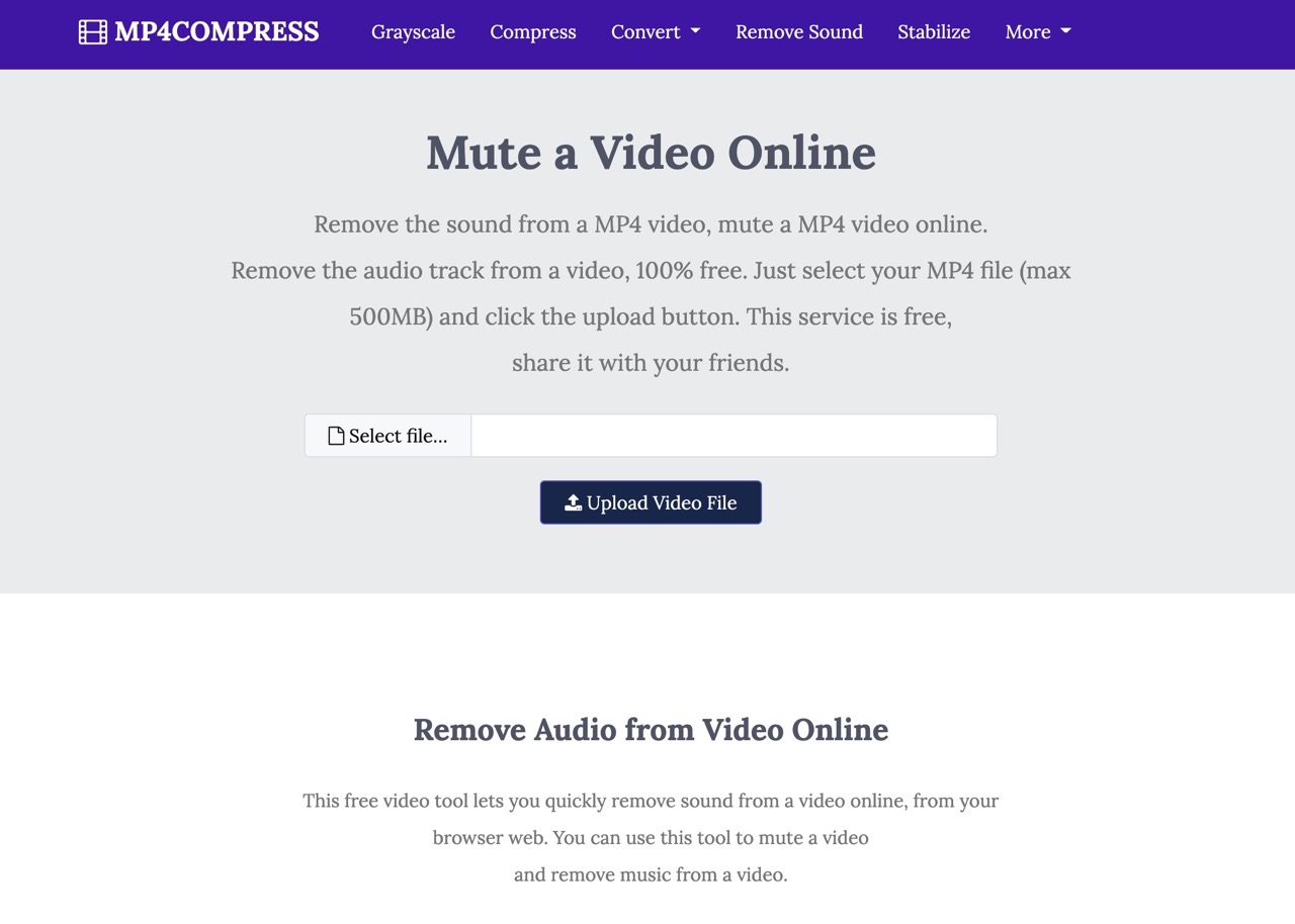 Mute a Video Online by MP4Compress