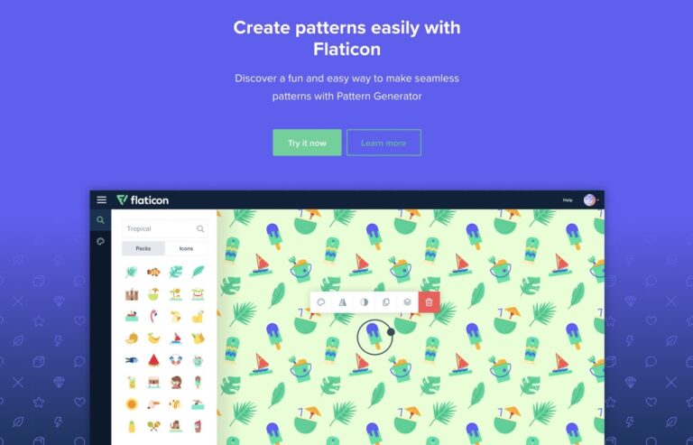 Icons Pattern 以 Flaticon 圖示製作無接縫背景圖片產生器