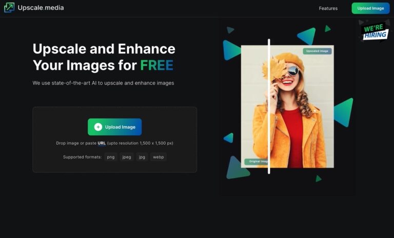 Upscale media 免費圖片放大增強工具，支援四種格式最大四倍不失真
