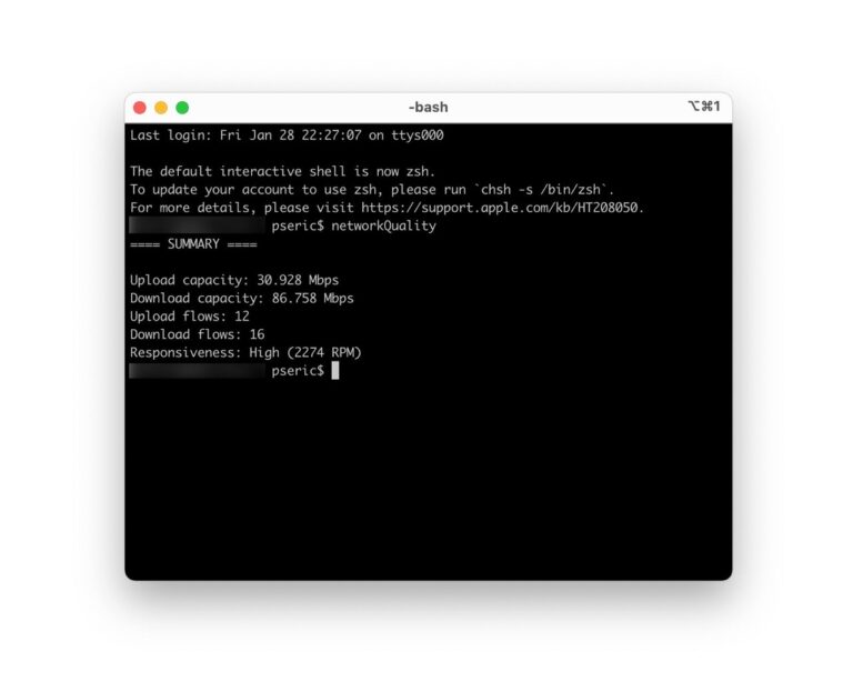 macOS 內建網路測速工具，輸入指令就能測出上下傳速度和網路品質