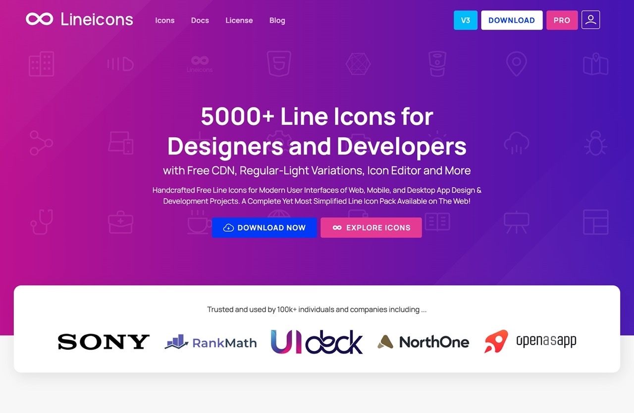 Lineicons 超過 5000 個線條圖示，適合設計師或開發使用者介面