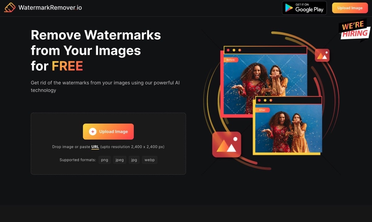 Watermark Remover 免費圖片浮水印去除工具，上傳自動清除各式標記