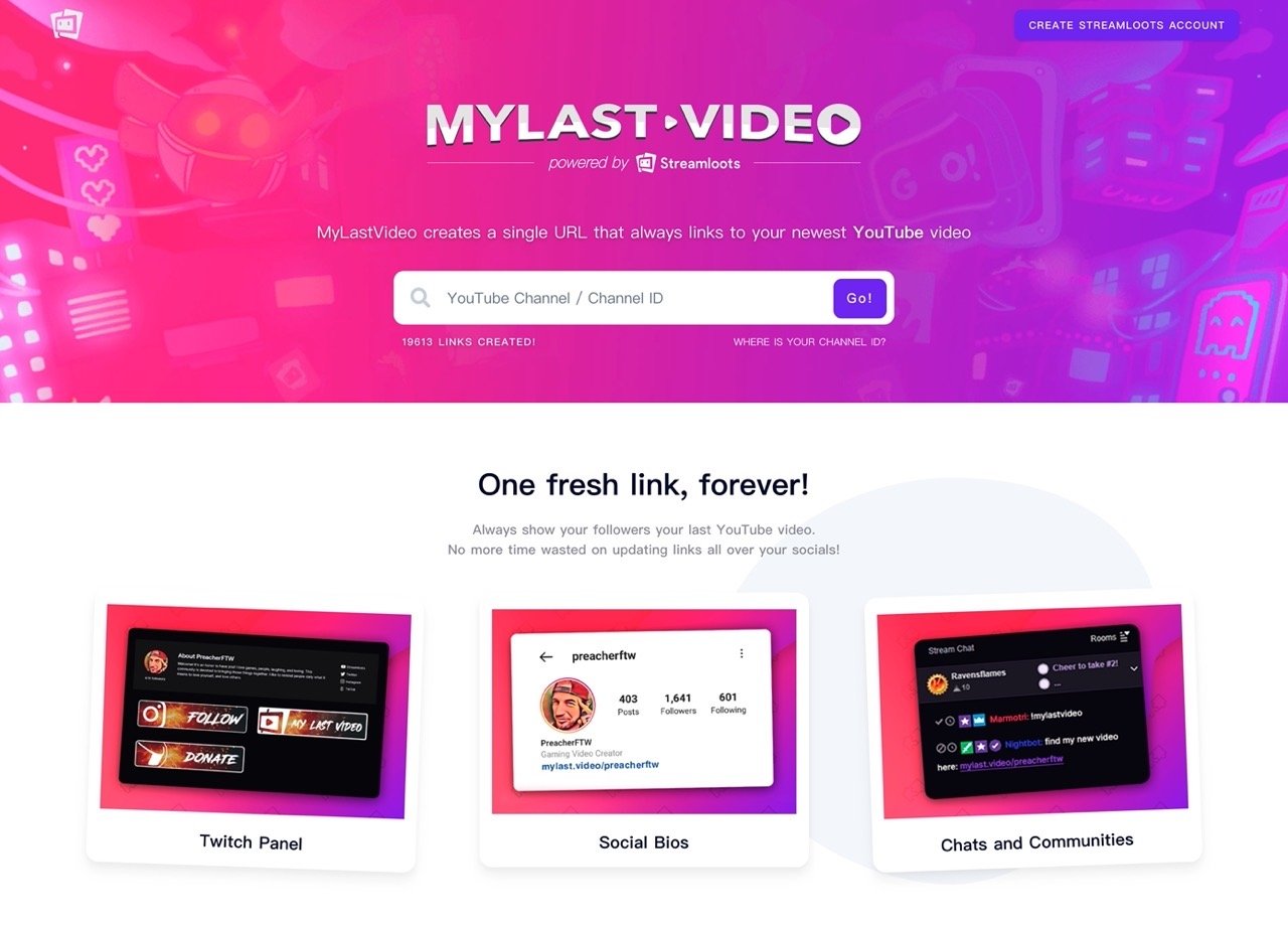MyLast.Video 取得 YouTube 固定網址，每次打開自動導向頻道最新影片