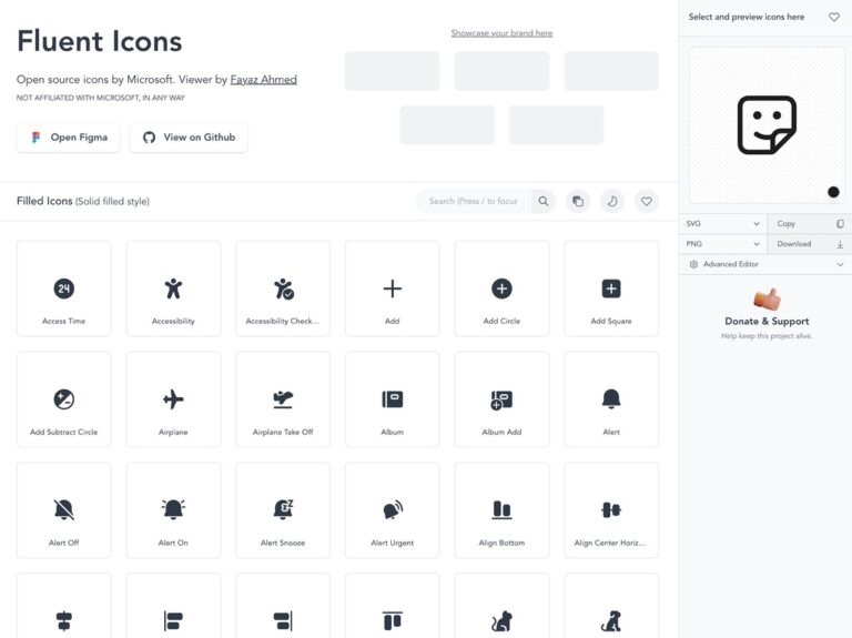 Fluenticons 微軟 4000 個開放原始碼免費圖示下載，線上預覽風格配色