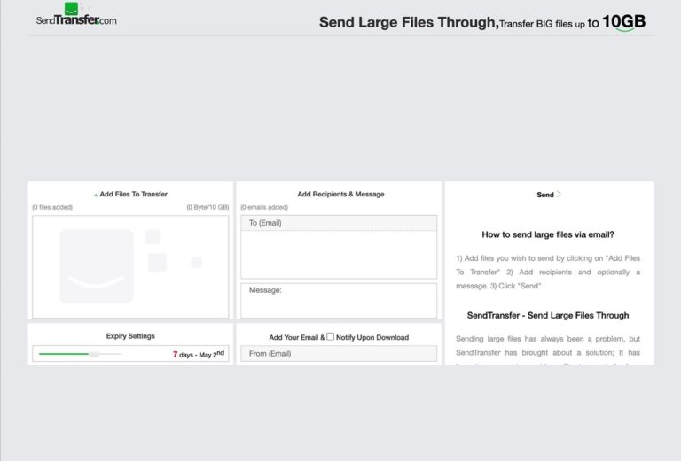 SendTransfer 線上傳送檔案最大 10 GB 對方下載可收 Email 通知