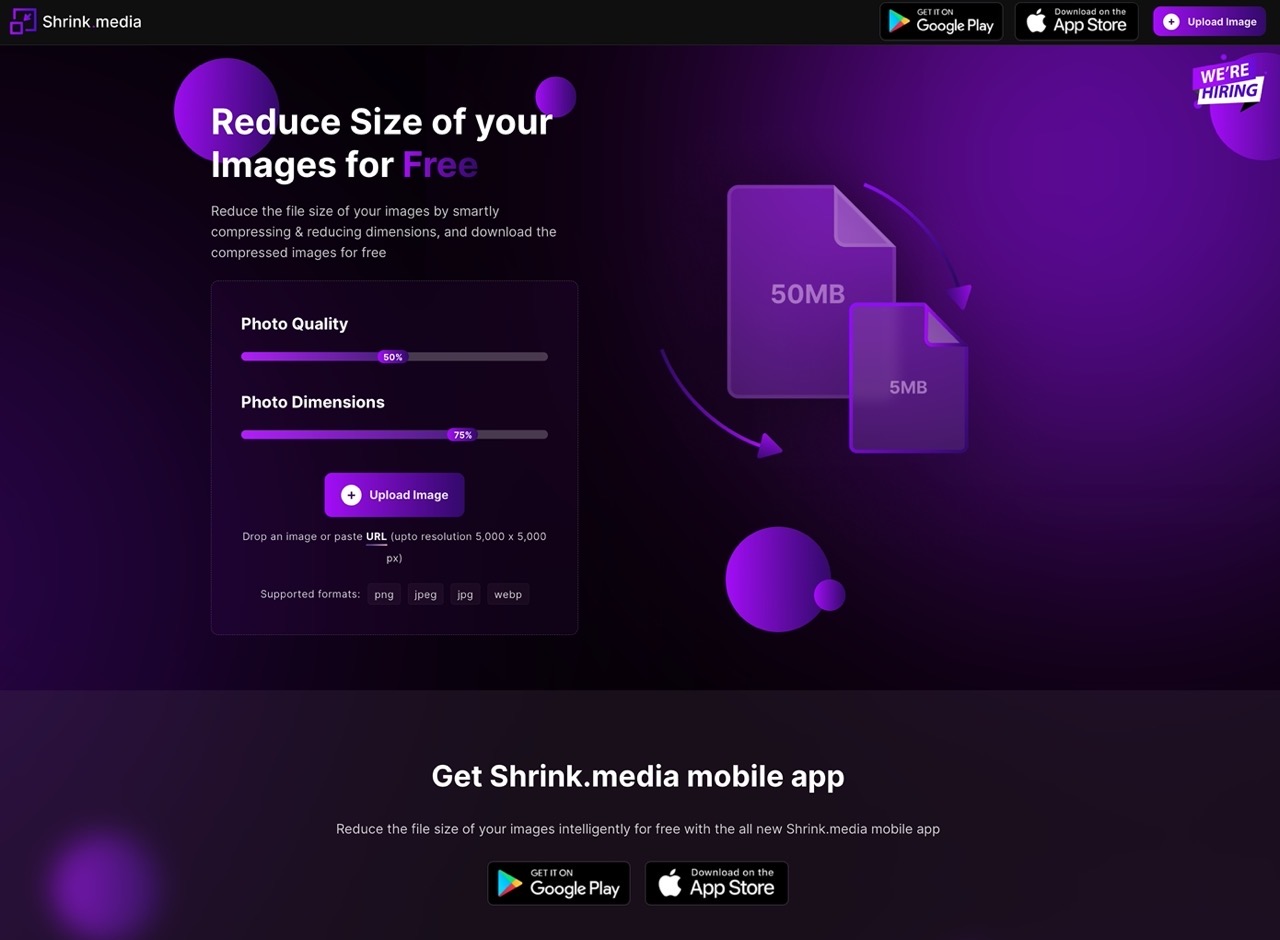 Shrink.media 免費圖片壓縮工具，線上快速調整相片畫質和解析度