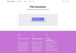 FreeConvert 免費線上轉檔工具，支援圖片、影片、音訊、文件、電子書、壓縮檔等超過 1500 種格式