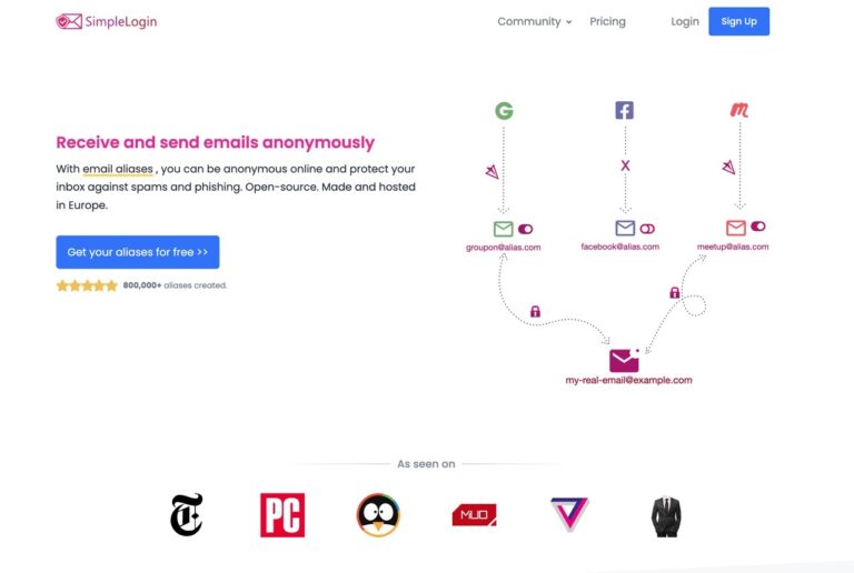 SimpleLogin 免費郵件匿名服務，轉寄郵件隱藏真實身份避免垃圾郵件
