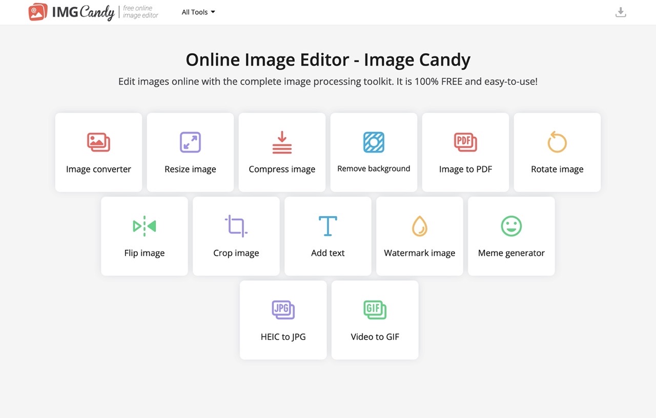 Image Candy 免費圖片編輯服務，整合轉檔、壓縮、去背和調整尺寸功能
