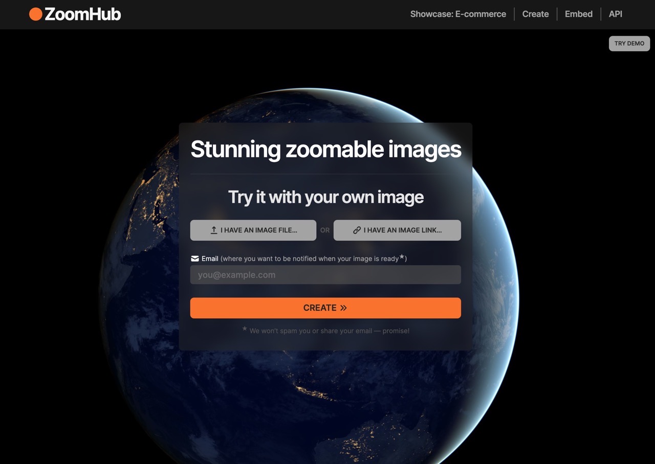 ZoomHub 可縮放的免費圖片空間