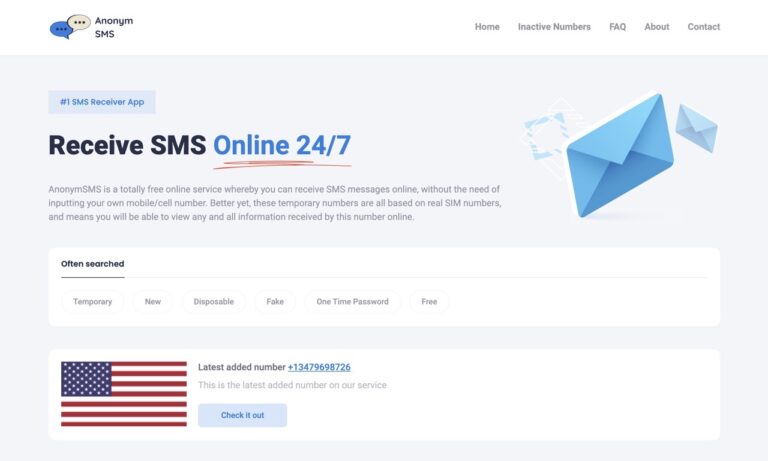AnonymSMS 美英臨時手機號碼，接收驗證碼簡訊免輸入真實資料