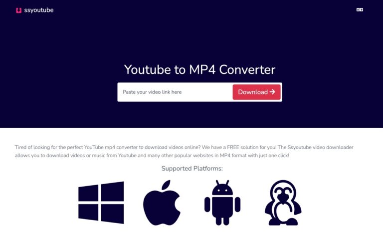 SSYouTube 將 YouTube 影片轉換為 MP4 下載，適用多種社群網站