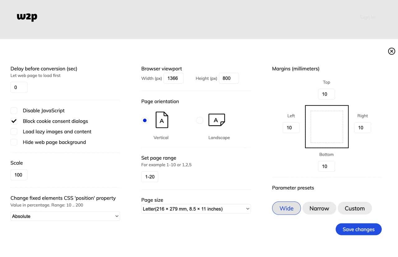 Web2pdfconvert