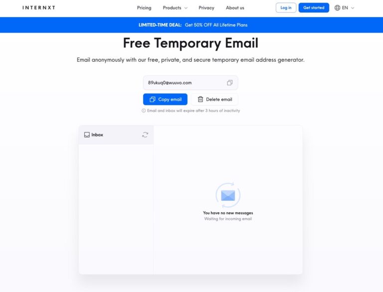 Internxt 免費臨時信箱，保護隱私的暫時郵件地址解決方案