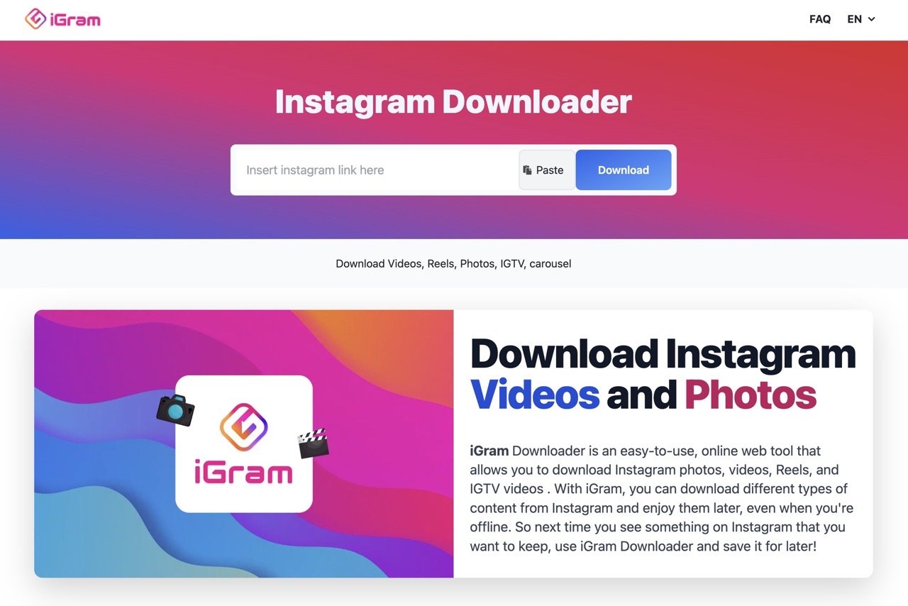 iGram：免費且易用的 Instagram 下載工具，快速保存相片、影片、限動和 Reels