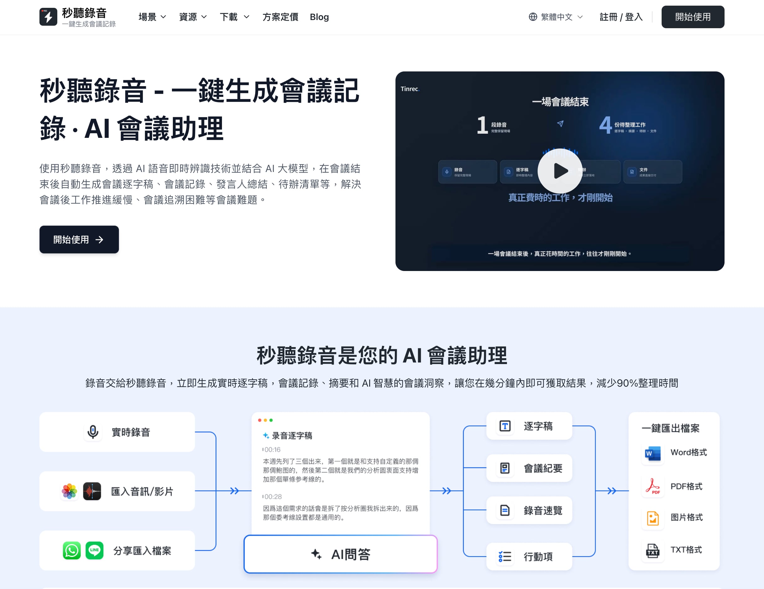 免費語音轉文字工具推薦:12 款逐字稿、錄音轉文字服務比較 4 TinRec(秒聽錄音)