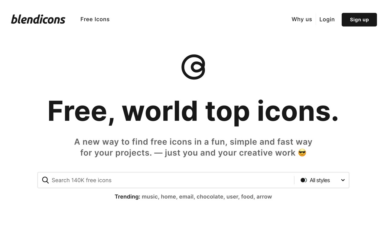 BlendIcons 超過 14 萬個可商用免費圖示搜尋，七種風格即時切換