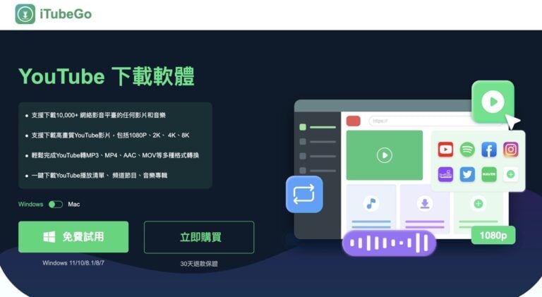 iTubeGo 影音下載器：支援超過 10,000 影音平台、多種格式轉換和付費方案一覽