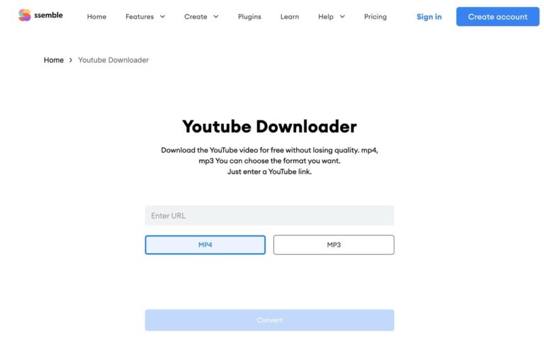 Ssemble 最簡易的 YouTube 影片免費下載與轉檔為 MP4、MP3 工具