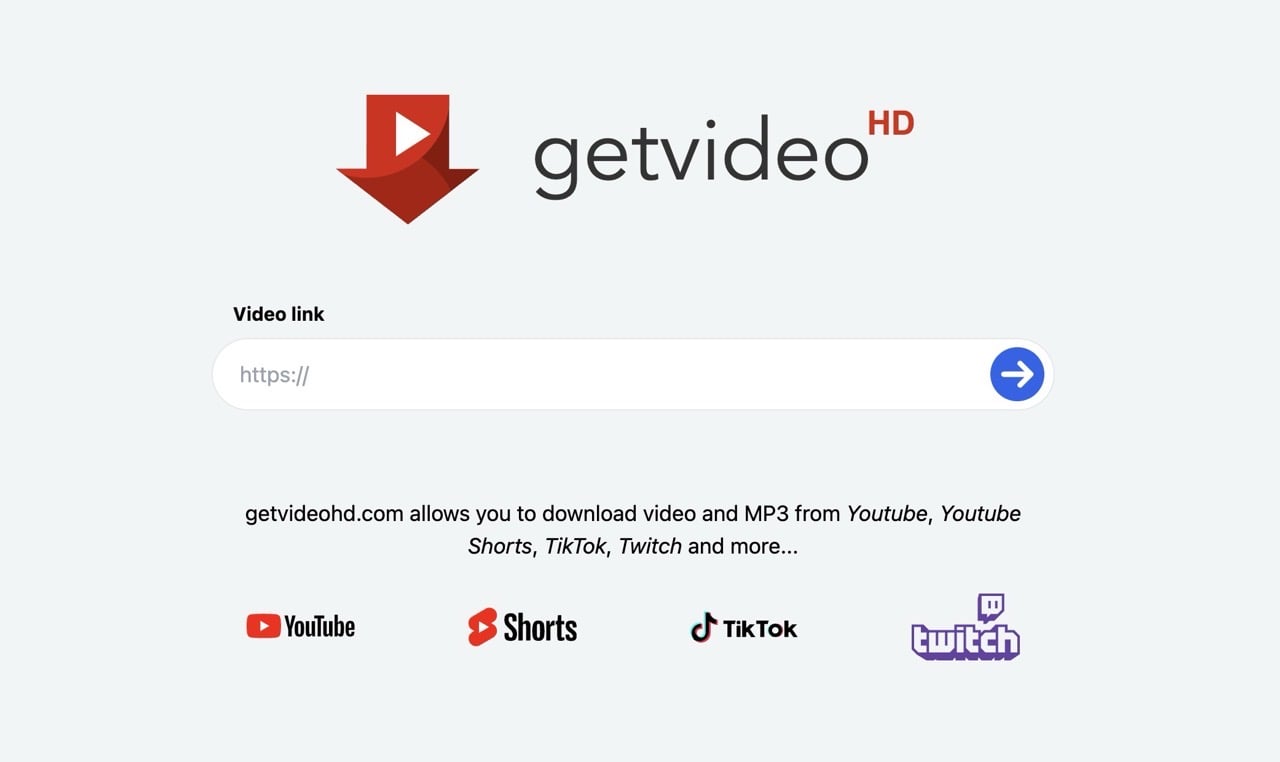 GetVideoHD 輕鬆從 YouTube、TikTok、Twitch 下載 MP4 和 MP3 影片