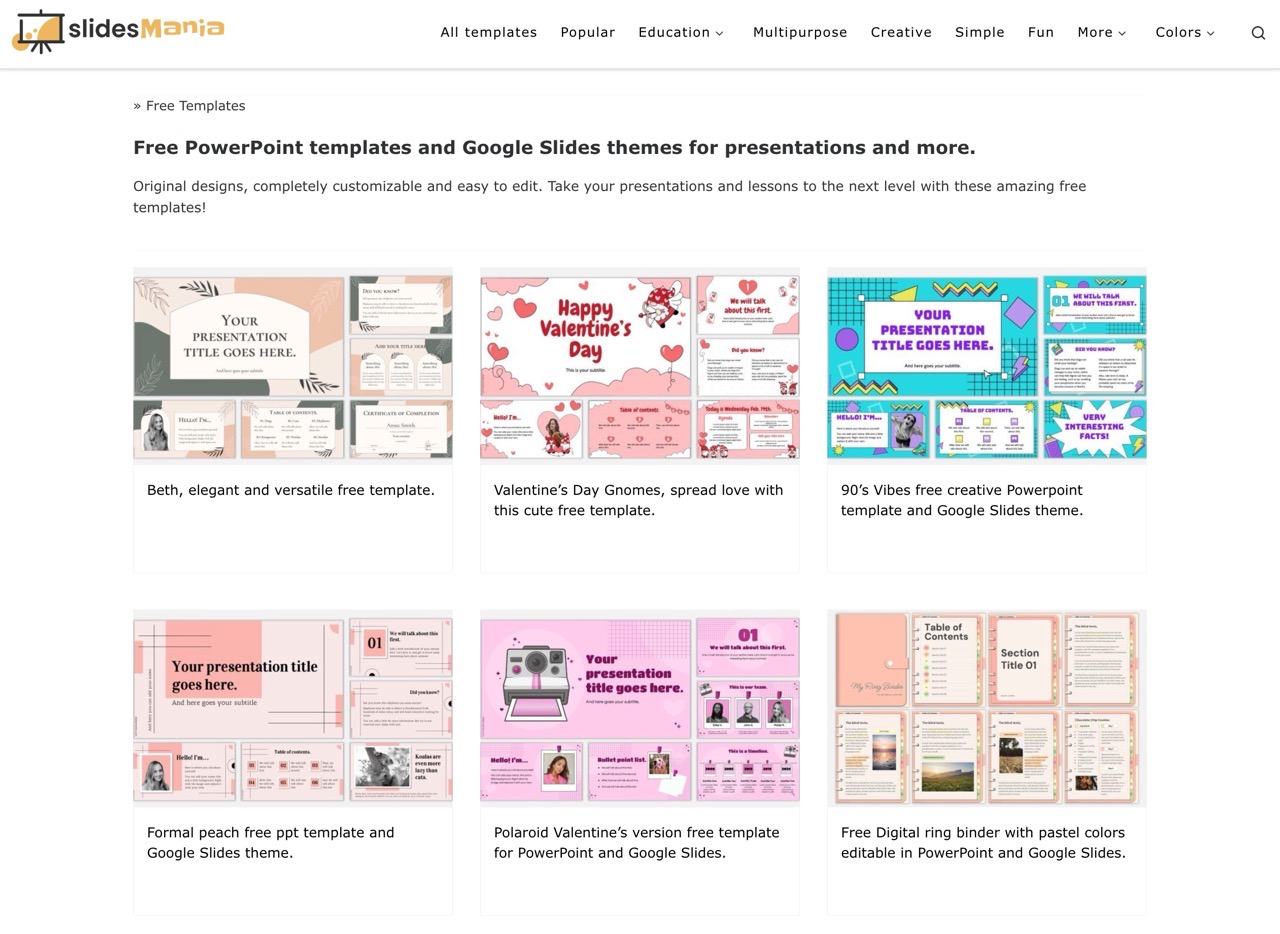 SlidesMania 免費 PowerPoint 範本、Google 簡報模板下載