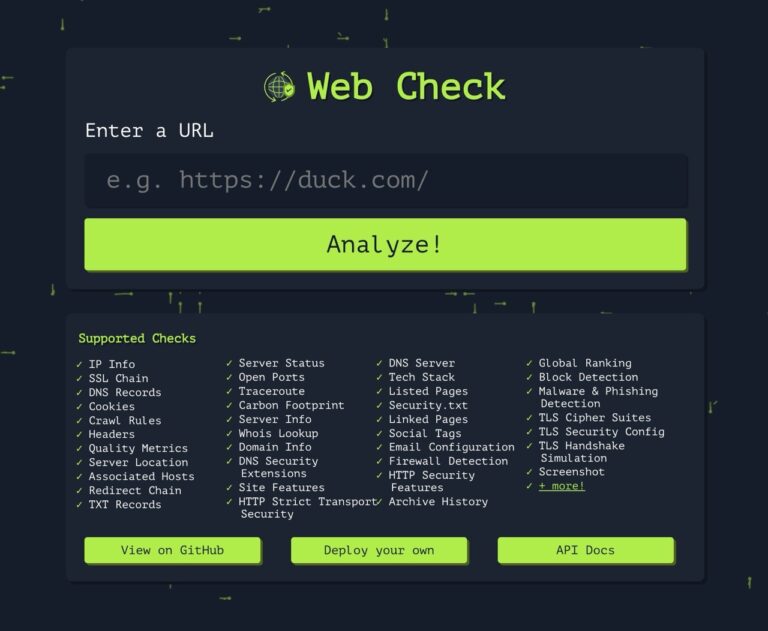 Web-Check：一站式網站分析工具，查詢網站 IP、伺服器、SSL、網域名稱等各項資訊