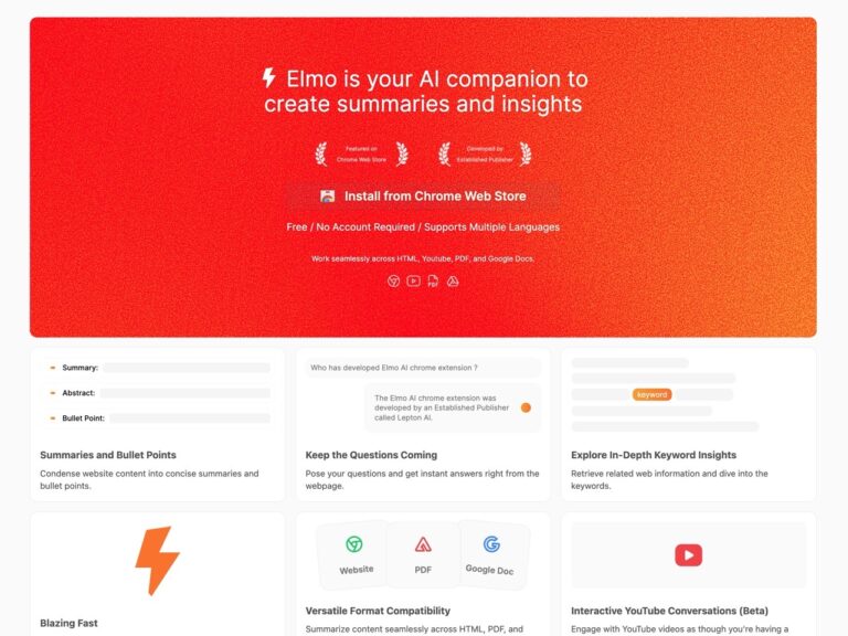 Elmo：AI 摘要工具，提升閱讀效率的 Chrome 擴充功能