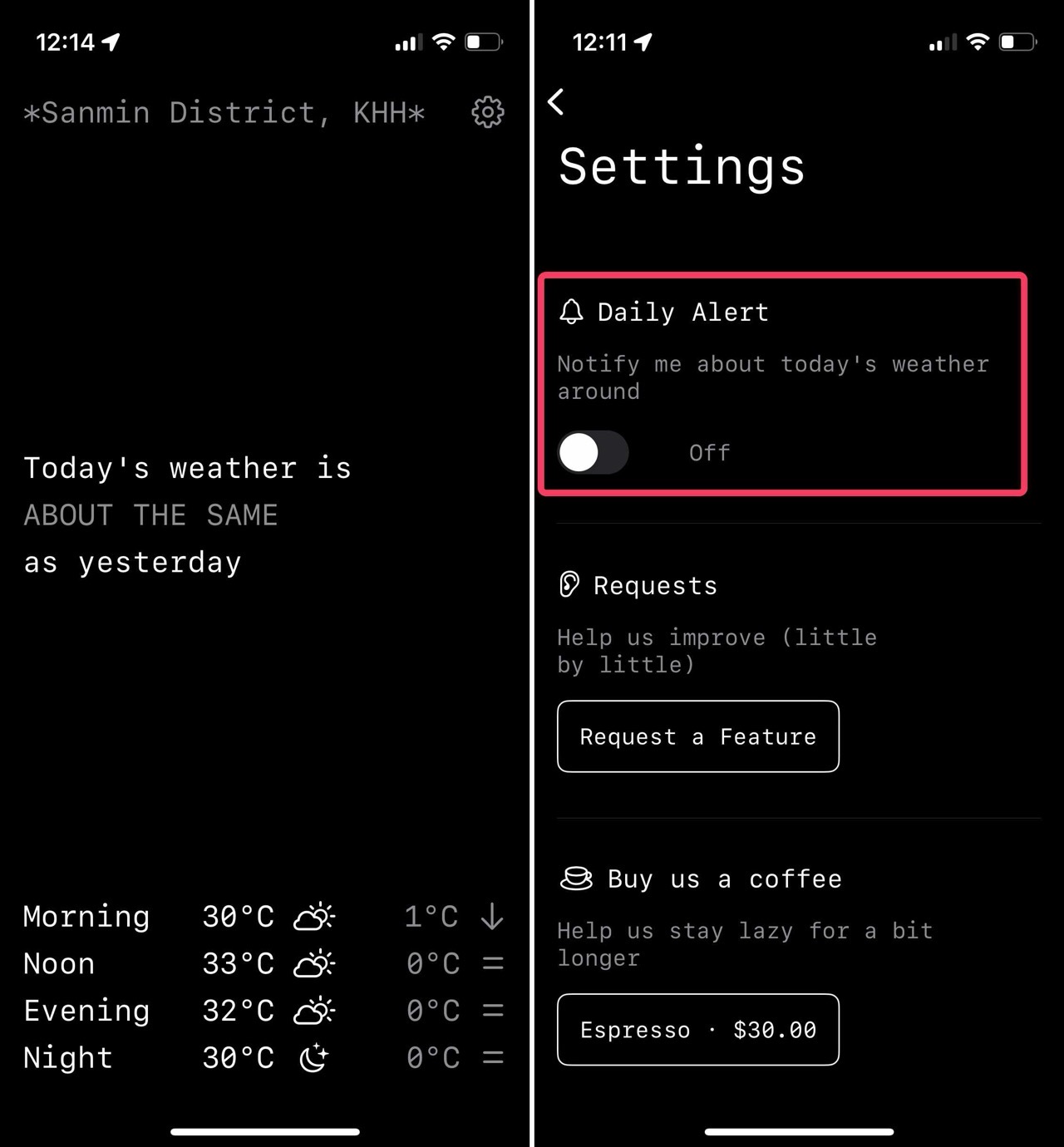 Lazy Weather app