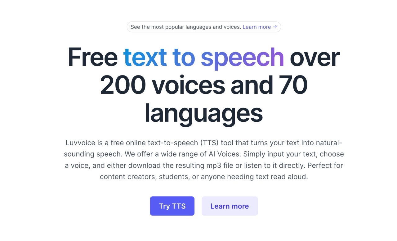 Luvvoice：免費線上文字轉語音工具，支援多語言及多種聲音風格