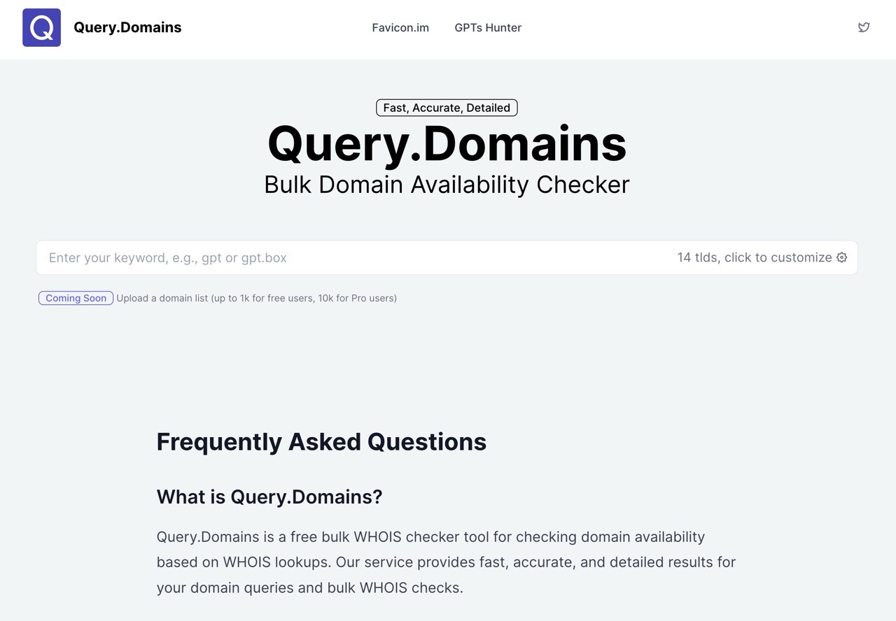 Query.Domains：快速搜尋可用網域名稱的最佳工具