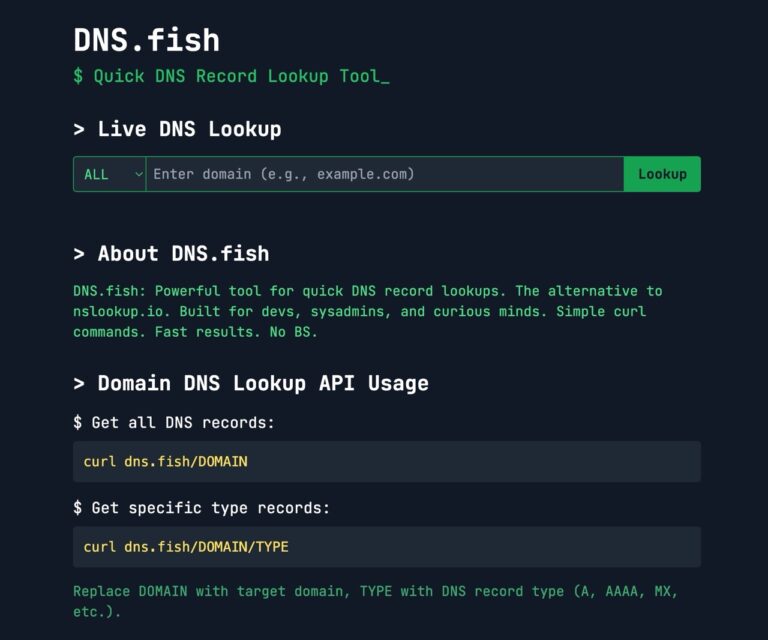 DNS.fish：快速查詢網站 DNS 紀錄的線上工具