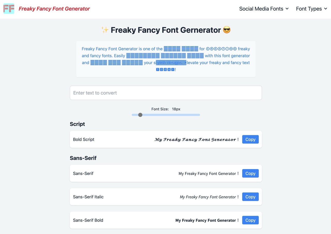 Freaky Fancy Font Generator：免費特殊字型產生器，一鍵創造吸睛社群文字