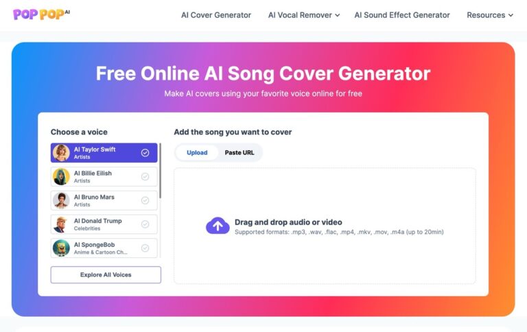 PopPop AI 免費音樂翻唱：AI 秒變名人聲音，重新演繹你最愛的歌曲