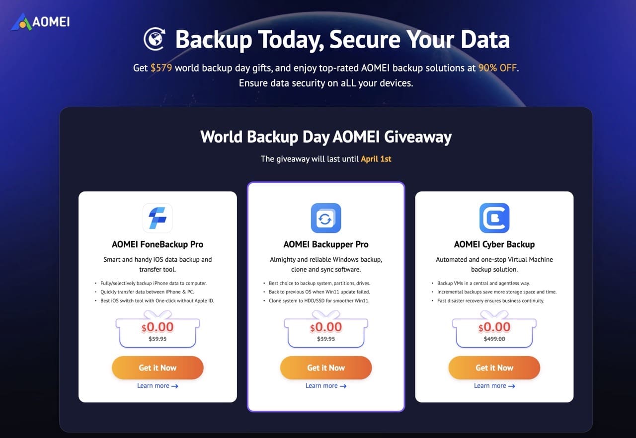 Aomei world backup day giveaway 2025 1.