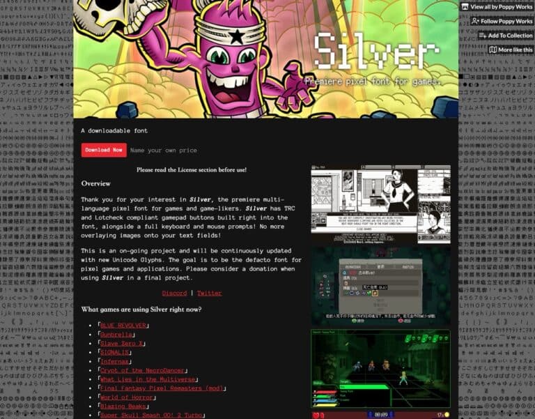 Silver：多語言點陣字型下載，適合遊戲與應用程式開發